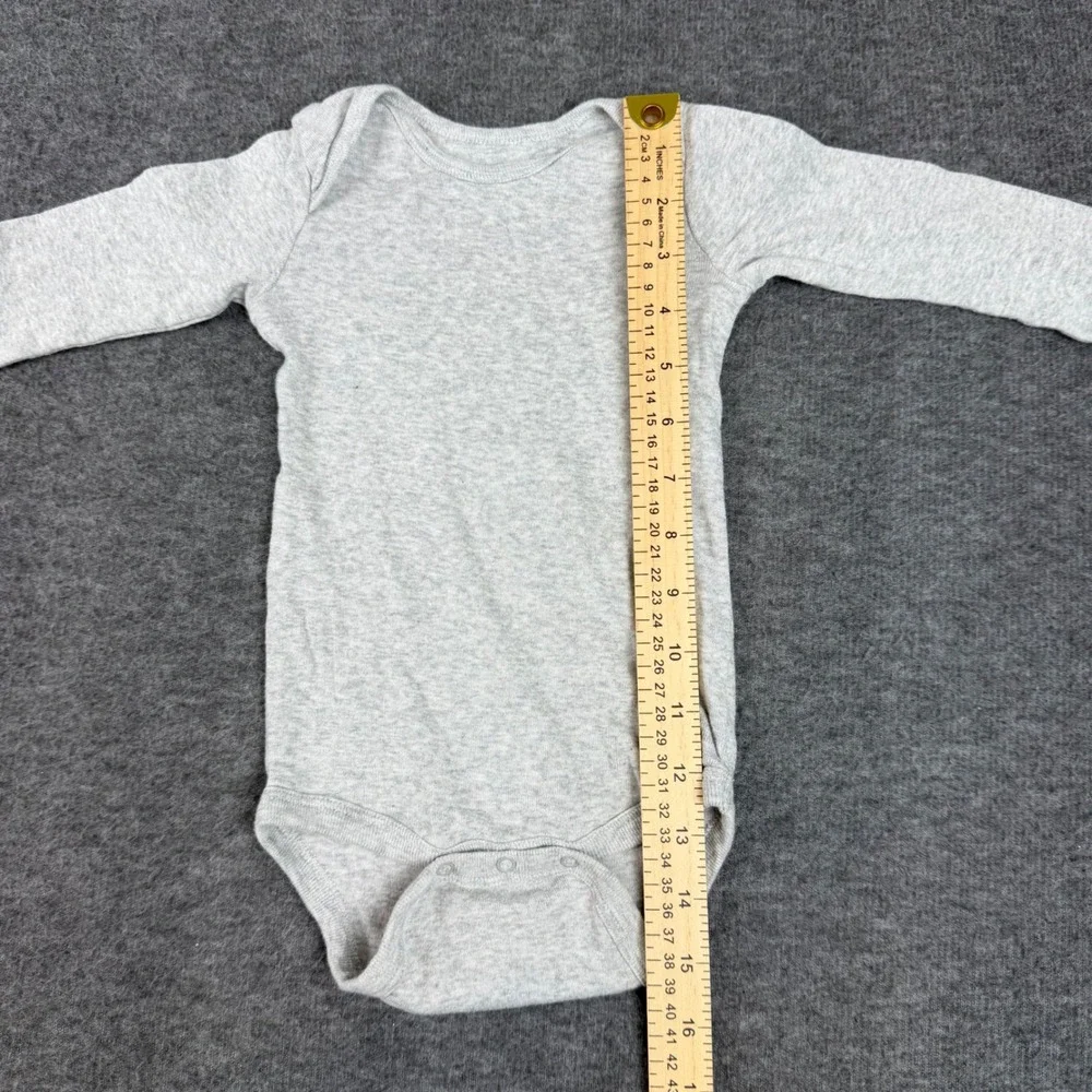 Gerber Long Sleeve Bodysuit Baby 18 Months Gray Heathered Cotton Blend Onesie‎
